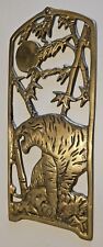 VINTAGE Chinese Solid Gold Brass Tiger Wall Plaque Art Hanging Decor 5