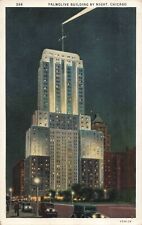 Chicago IL Illinois, Palmolive Building at Night, Old Cars, Vintage Postcard picture