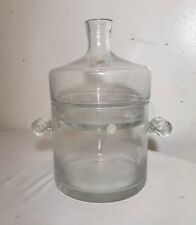 rare antique hand blown Romanian glass ice bucket chamber decanter combo cooler picture
