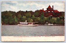 1909 Summer Residence Lake Geneva Wisconsin J. J. Mitchell Villa Posted Postcard picture