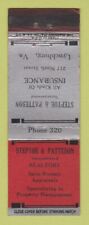 Matchbook Cover - Steptoe and Patteson Insurance Lynchburg VA WEAR picture