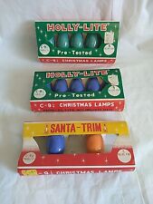 Vintage 10 Holly-Lite C-9¼ Parallel Christmas Lamps & 2 Santa-Trim C-9¼ Bulbs picture