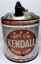 Three Star Kendall Gear Lube 5 Gallon Empty Collectible Can w/Wood Handle USA picture