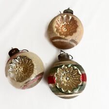 3 Vintage Shiny Brite Double Indent Blown Glass Ornaments picture