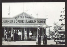 REAL PHOTO MANITOWISH WISCONSIN SPIDER LAKE RESORT GAS STATION POSTCARD COPY picture