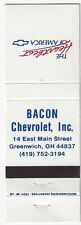 Bacon Chevrolet Inc. Greenwich OH The Heartbeat of America RS Empty Matchcover picture