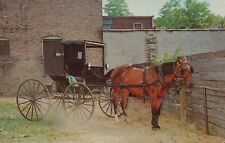 Horse And Buggy Parking Lot Goshen Indiana Posted Vintage Chrome Postcard picture