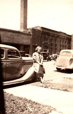 c1936 Woman 'Violet Rose' Sitting On Classic Vehicle Street View VINTAGE Photo picture