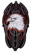 large JUMBO PINSTRIPE EAGLE HEAD BACK PATCH #094 EMBROIDERED 10 IN biker patches picture