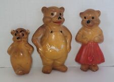 Vintage Three 3 Bears Plaster Chalk Ware Wall Plaques Nursery Decor picture