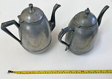 Antique Signed Rufus Dunham Pewter Coffee Pot + second unsigned picture