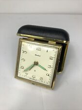 Old Vtg Andre Bouchard West Germany Pocket Alarm Clock Gold Tone.  Excelnt Workg picture