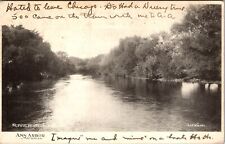 Ann Arbor MI-Michigan, University Of MI River Scene, c1907 Vintage Postcard picture