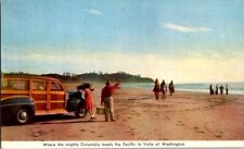 Postcard Columbia River Pacific Ocean Woodie Station Wagon WA Washington   L-046 picture