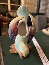 Vintage Ceramic Parrot Bird Planter Wall Pocket Vase 8”T 5”W picture