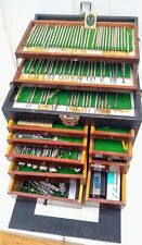 H. GERSTNER & SONS DENTAL CABINET 10-E TOOL CHEST FULL OF TOOLS NAVY 60'S picture