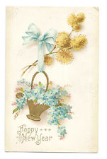 HAPPY NEW YEAR Postcard Flowers Floral Embossed c1910 picture