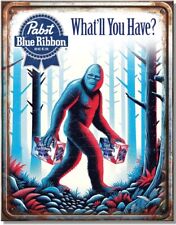 Pabst Blue Ribbon What You'll Have Sasquatch Beer Bar Pub Retro Metal Tin Sign picture