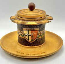 RARE Vintage Wooden 1964 Germany Hand Engraved Pipe Tobacco Humidor Pipe Holder picture