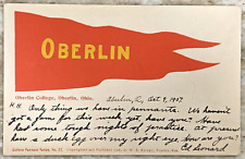 Oberlin College Oberlin Ohio Pennant Flag 1907 UDB Postcard 5308 picture