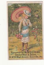 R Williams Confectioner Baker Newville PA Lady w Parasol Vict Card c1880s picture