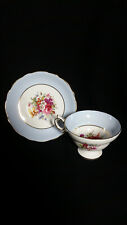 HAMMERSLY CO BONE CHINA TEA CUP AND SAUCER SET BLUE FLOWER ROSE ENGLAND 3069/2 picture