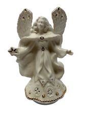 Vintage Christmas Lenox Angel 5 Inch Small 14K Gold And White Gardian Angel picture