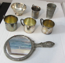 Silverplate mug cup Mirror Cups Mugs w/ Bowl lot of 7 vintage estate set picture