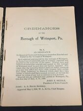 1899 Borough of Weissport Ordinances Penna Pennsylvania PA Antique Old Book picture