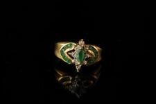 VINTAGE ART DECO STYLE EMERALD DIAMOND 10K YELLOW GOLD RING  MR picture