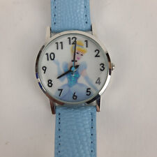 Disney MZB Princess Cinderella Silver Tone Girl Watch Blue Leather Band PRS399 picture