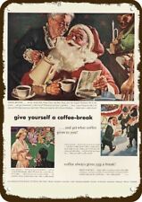 1952 PAN AMERICAN COFFEE BUREAU Vintage Look Replica Metal Sign SANTA CLAUS picture