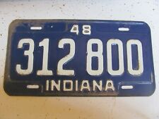 1948 INDIANA LICENSE PLATE  SEE MY OTHER PLATES PASSENGER 312800 picture