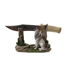 Decorative Hunting Blade Knife with Wolf Display Stand picture