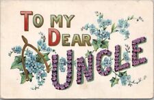 Vintage 1908 Large Letter Embossed Postcard 