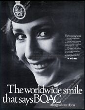 1969 BOAC B.O.A.C smiling stewardess photo vintage print ad picture