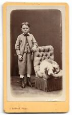 1870s CDV Wonderful Image Boy with His Dog FRANCE J Larrot Photographer picture