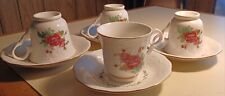 4 Gibson Pink Cabbage Rose Tea Cups Embossed  4 Tea Plates And Sugar Pot picture