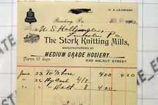 antique receipt 1902 STORK KNITTING MILLS hosiey Reading PA 630 Walnut Street picture