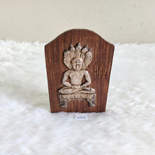 Vintage Handcrafted Jain Lord Parshvanatha Silver Art Statue Rosewood Frame W872 picture