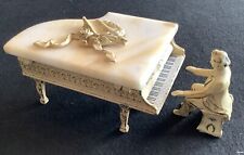 VINTAGE BABY GRAND PIANO SWISS MUSIC BOX ALABASTER MARBLE  TOP *WORKS* picture