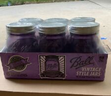 Set of 6 Purple Heritage 100th Anniversary Edition Vintage Ball Mason Pint Jars picture