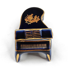 Limoges Castel France Piano Footed Trinket Box Cobalt Blue & Gold Removeable Lid picture