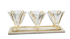 Gold 3-Sec Glass Relish Dish on Marble Stand picture