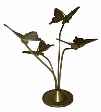 Vintage 10” Brass Butterfly Sculpture 4Butterflies Table Top Decor Figurine PO picture