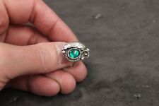 Navajo Women's Ring Sterling Green Stone Surrounded By Leaf And Flower picture