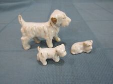 Vtg Lot of 3 Porcelain Dogs Puppies- Ceramic White w/ Golden highlights JAPAN ^ picture