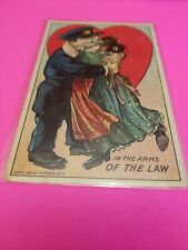 1910 Comic Valentine Postcard- In The Arms of the Law.  picture