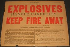ORIGINAL 1941 Nickel Plate Railroad Explosives Keep Fire Away Sign picture