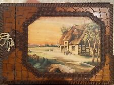 Vintage Wooden Carved Scrapbook with Black Pages picture
